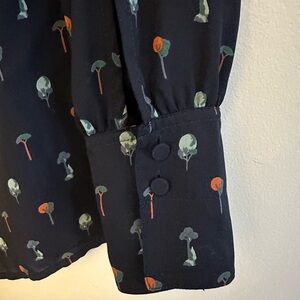 Navy Poppy Print Blouse